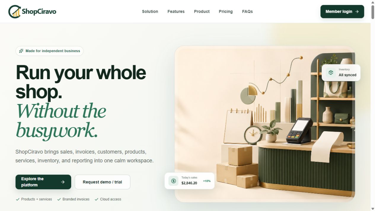 Shop Ciravo homepage